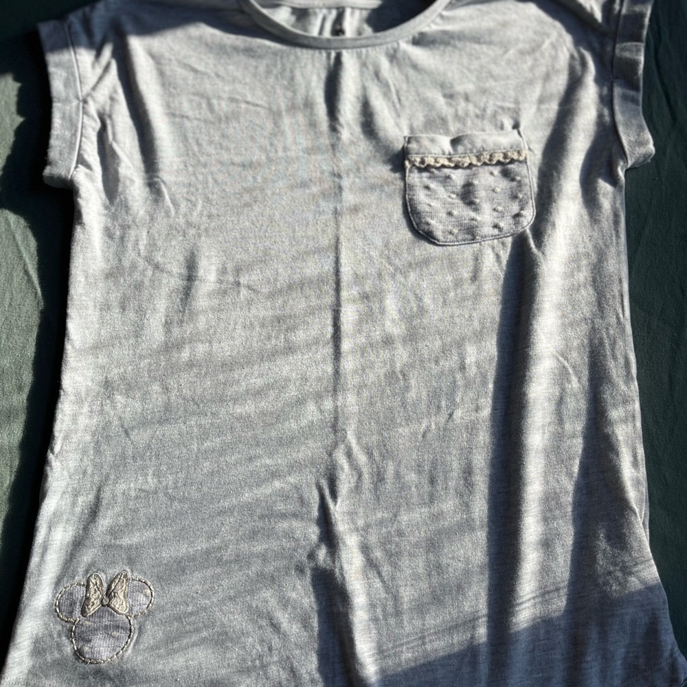 Disney Gray Women’s Tee with Pocket and Bow Detail